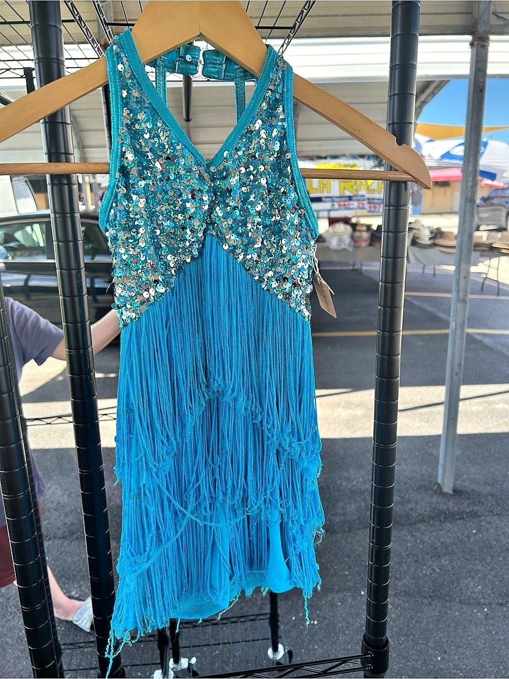 Weissman Sequin Fringe Mini Dress in Blue Size Small NWT